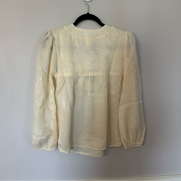 Band of the Free Women’s Long Sleeve Ivory Satin V-Neck Blouse Size S NWT - Picture 8 of 8